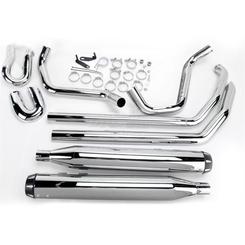 バッサーニ Chrome P Bagger Stepped True Dual Exhaust System With Power Curve B1 Muffler W Black End